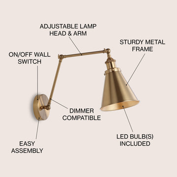 Rover 7" Adjustable Arm Metal LED Wall Sconce